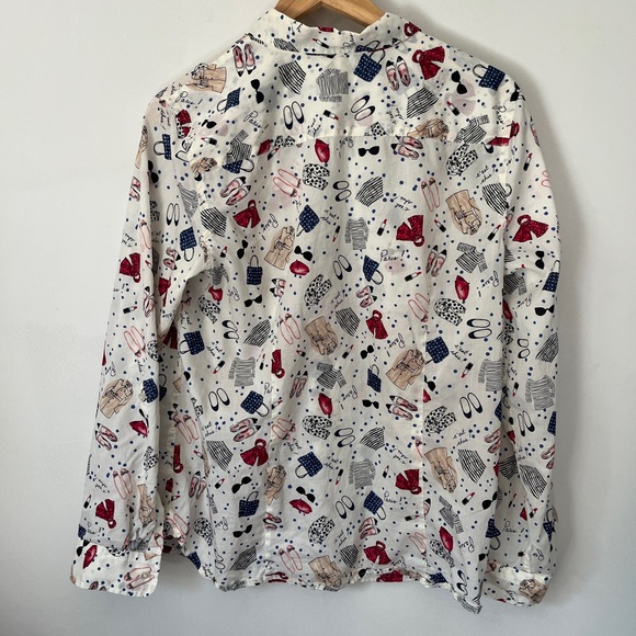 Talbots Women's Paris Print Button Down Shirt Size Medium - Picture 4 of 5